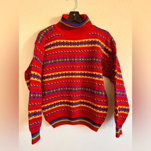90s Vintage Hasting&Smith Rainbow Turtleneck Pullover Sweater Size M